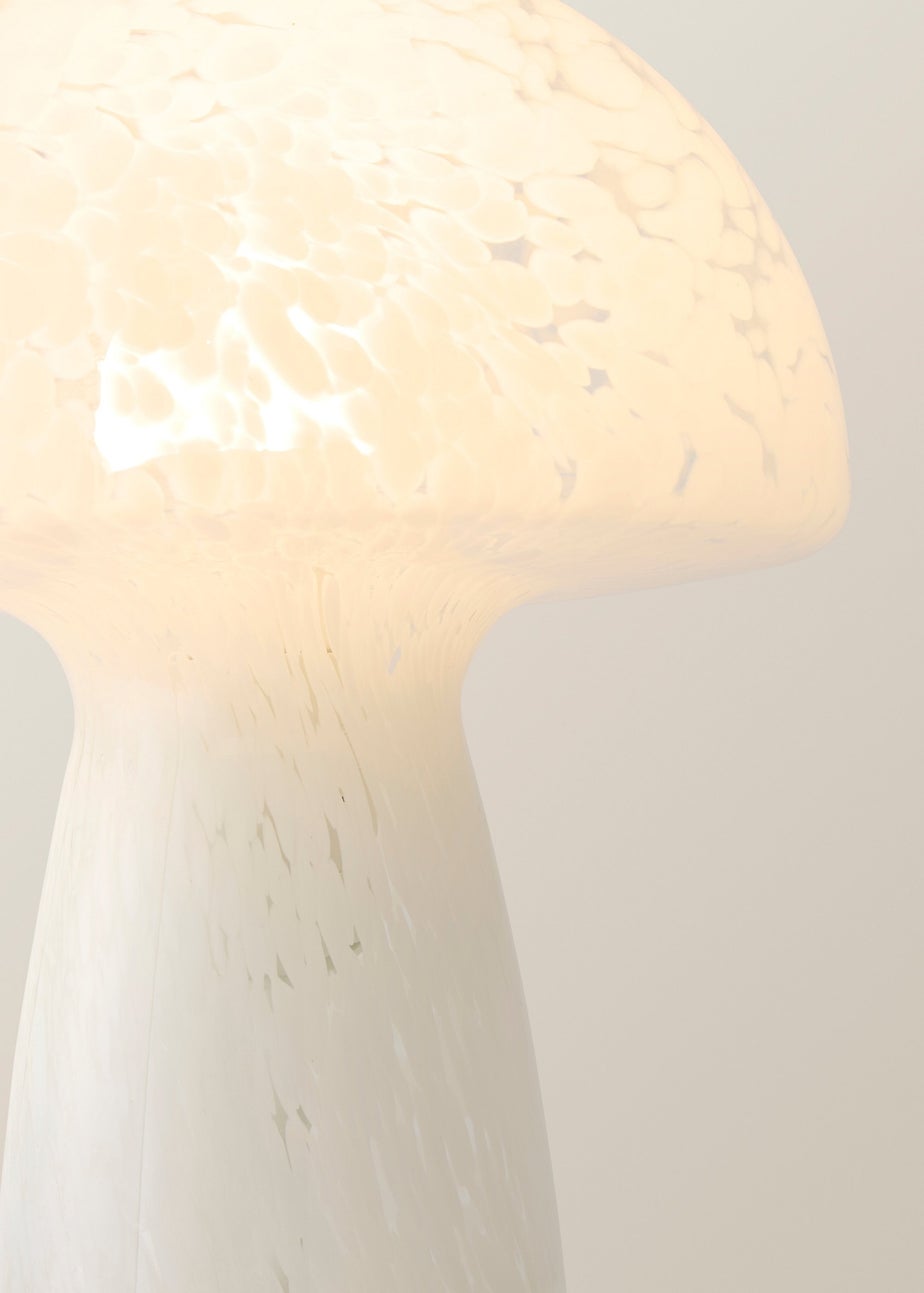 ValueLights Beau White Mushroom Confetti Glass Table Lamp (28cm x 22cm x 22cm)