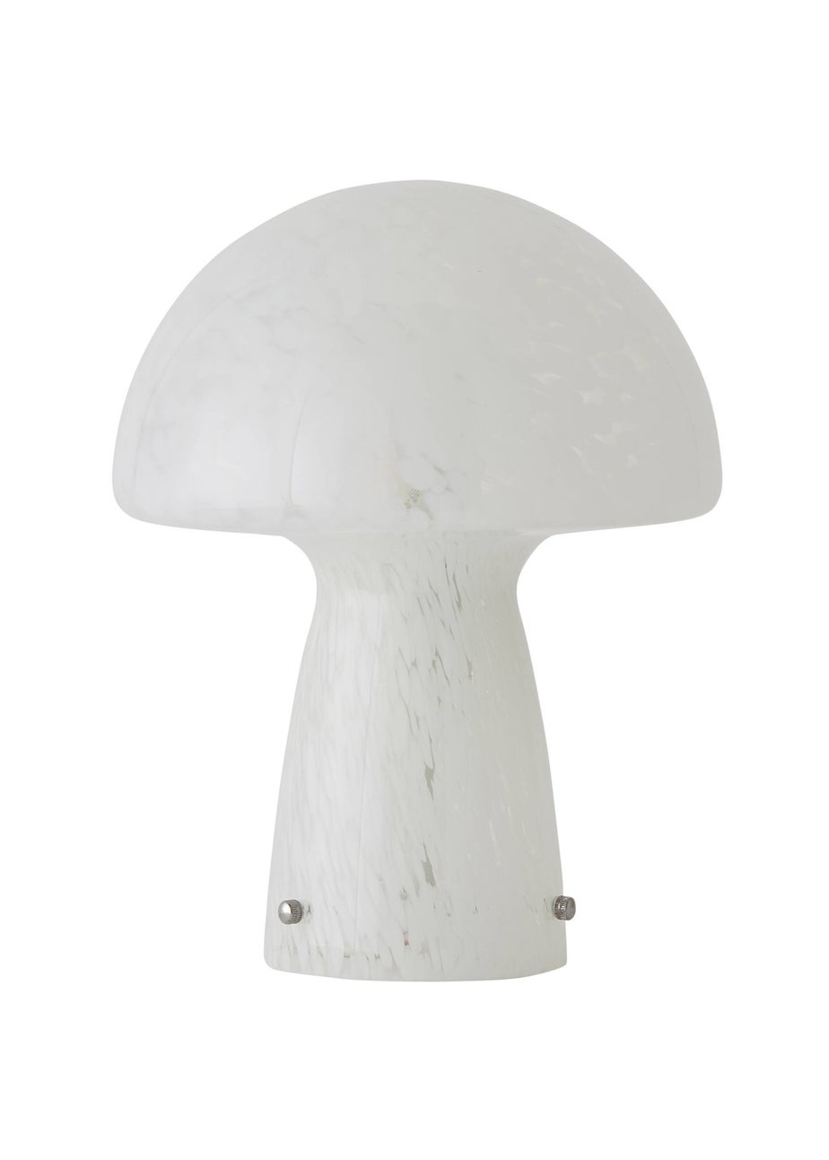 ValueLights Beau White Mushroom Confetti Glass Table Lamp (28cm x 22cm x 22cm)