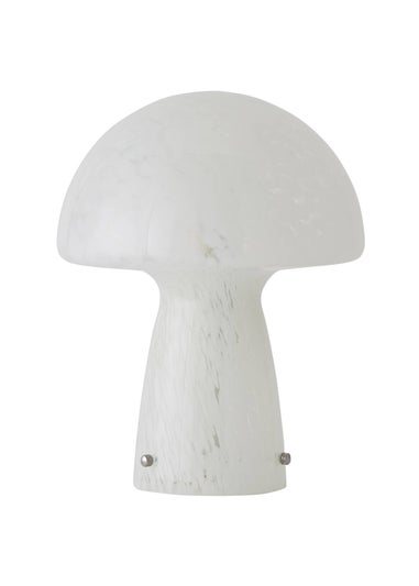 ValueLights Beau White Mushroom Confetti Glass Table Lamp (28cm x 22cm x 22cm)