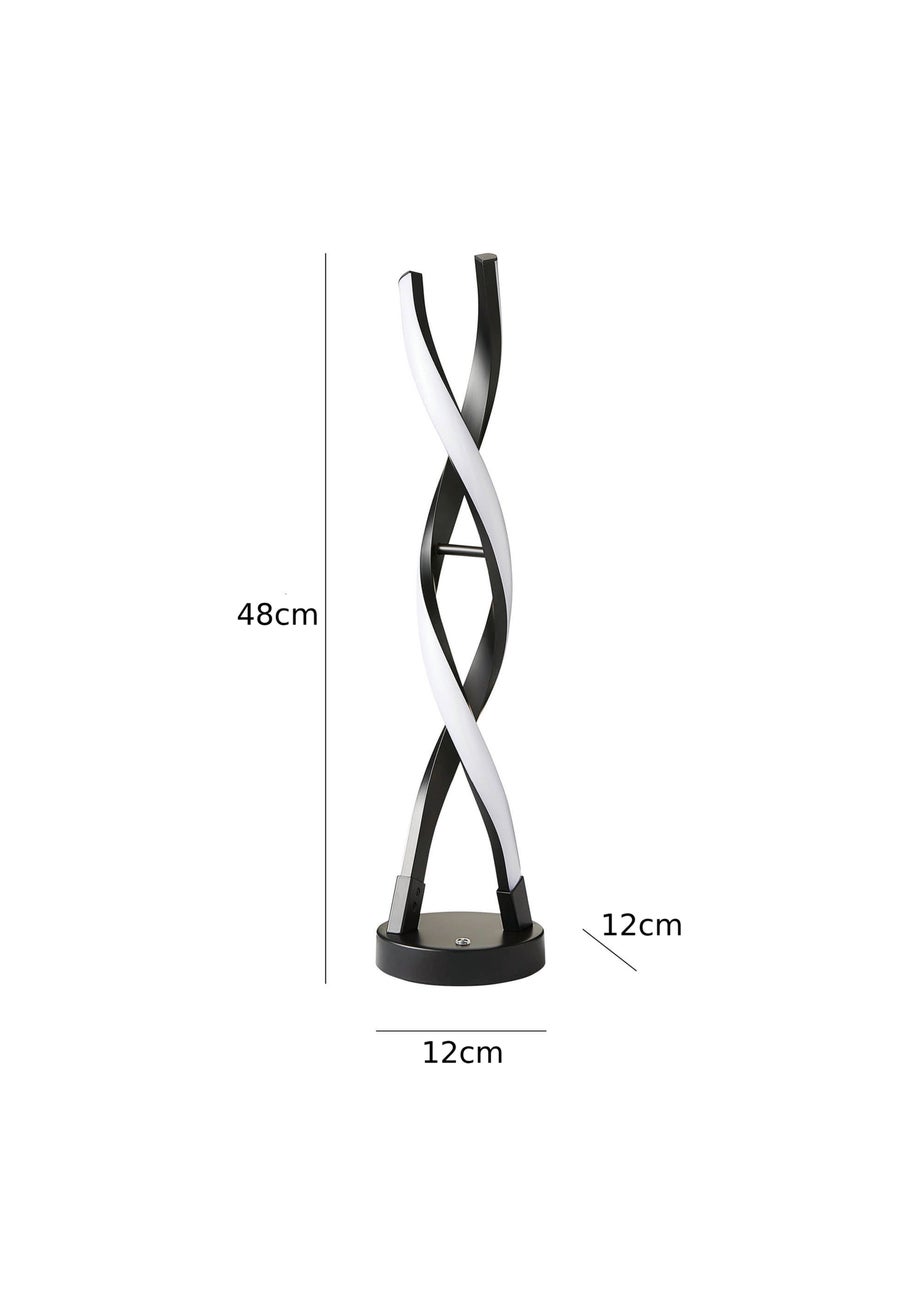 ValueLights Infinity Matt Black Double Twist Integrated LED Table Lamp (48cm x 12cm x 12cm)