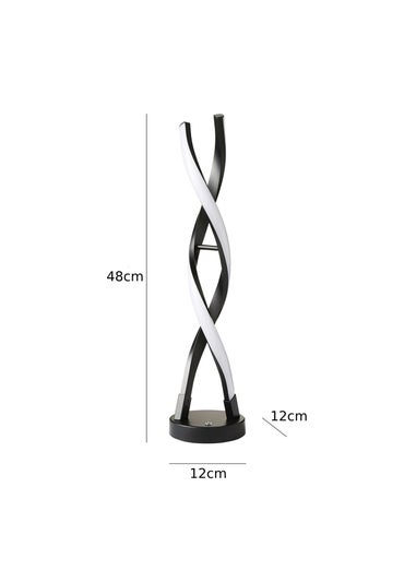 ValueLights Infinity Matt Black Double Twist Integrated LED Table Lamp (48cm x 12cm x 12cm)