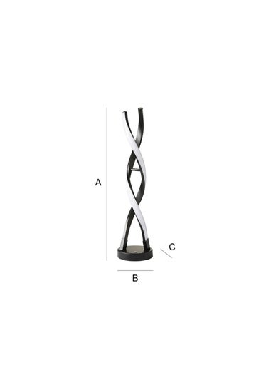 ValueLights Infinity Matt Black Double Twist Integrated LED Table Lamp (48cm x 12cm x 12cm)