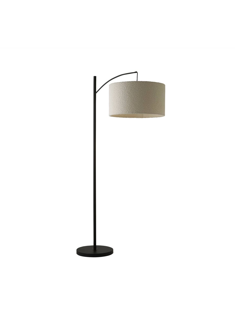 ValueLights Preto Cream Metal Floor Lamp Cream Boucle Shade (157cm x 33cm)
