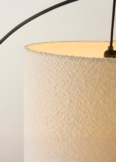 ValueLights Preto Cream Metal Floor Lamp Cream Boucle Shade (157cm x 33cm)