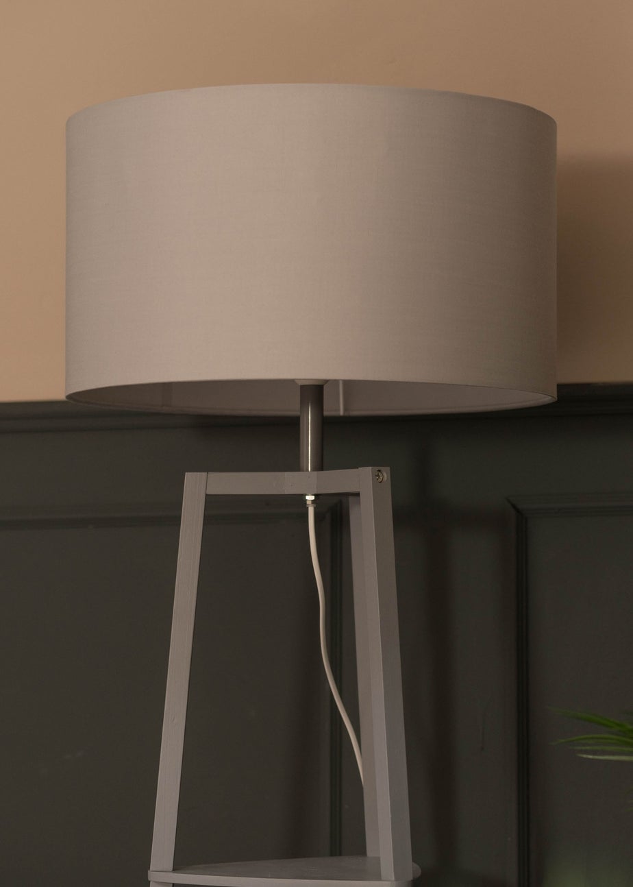 ValueLights Hiru Grey 3 Tier Shelf Floor Lamp Grey Shade (138cm x 44cm x 44cm)