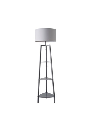 ValueLights Hiru Grey 3 Tier Shelf Floor Lamp Grey Shade (138cm x 44cm x 44cm)