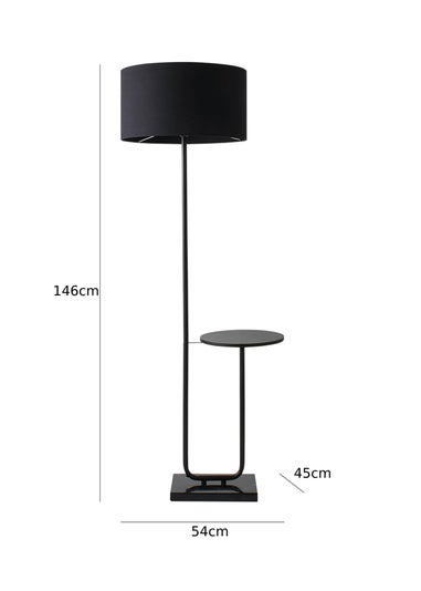 ValueLights Tavel Matt Black Floor Lamp Black Shade (132.5cm x 14cm x 35cm)