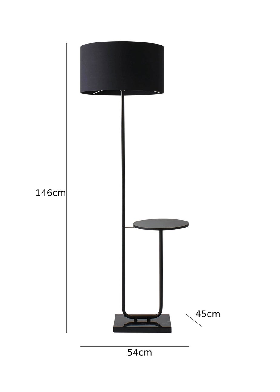 ValueLights Tavel Matt Black Floor Lamp Black Shade (132.5cm x 14cm x 35cm)