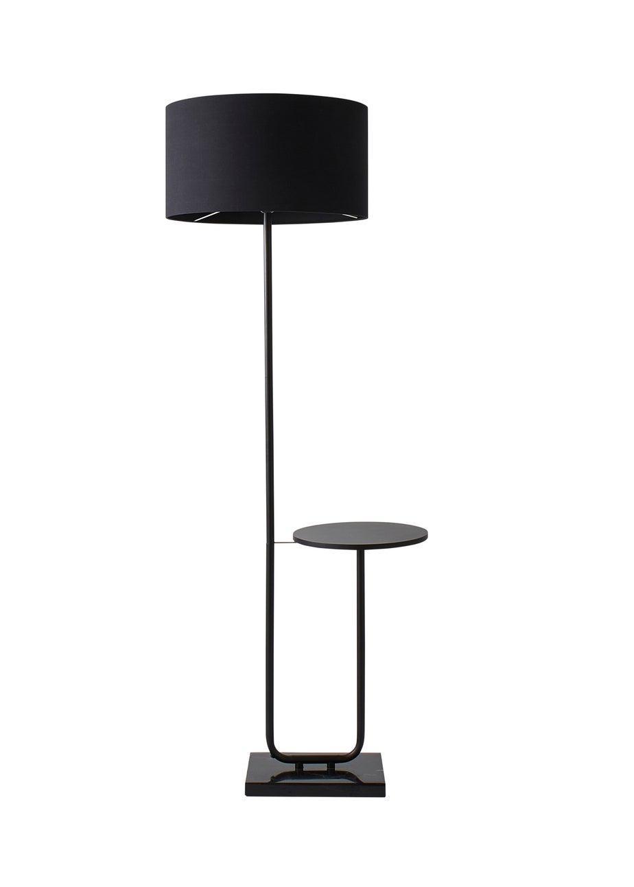 ValueLights Tavel Matt Black Floor Lamp Black Shade (132.5cm x 14cm x 35cm)