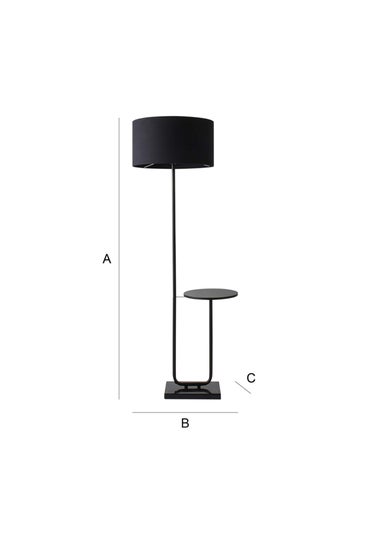 ValueLights Tavel Matt Black Floor Lamp Black Shade (132.5cm x 14cm x 35cm)