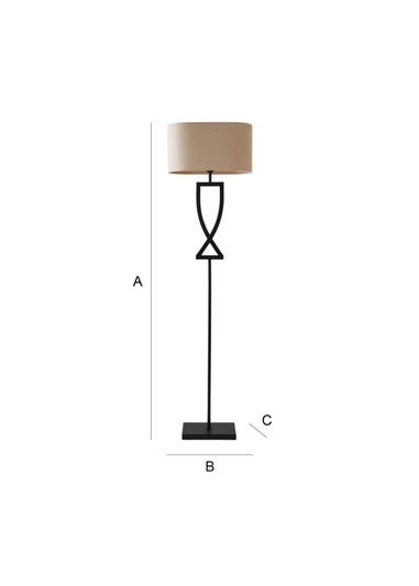 ValueLights Katniss Black Metal FLoor Lamp (145.5cm x 40cm x 25cm)