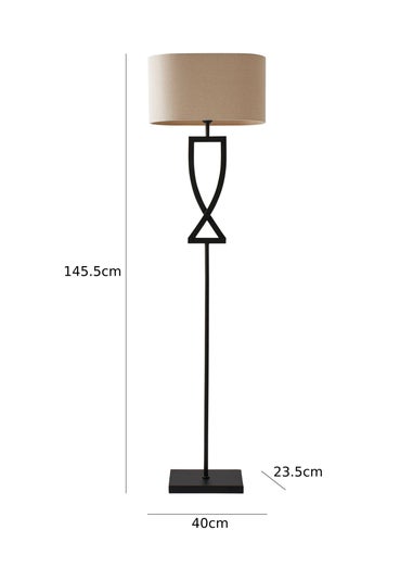 ValueLights Katniss Black Metal FLoor Lamp (145.5cm x 40cm x 25cm)