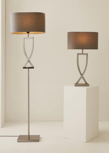 ValueLights Katniss Brushed Chrome Floor Lamp (145.5cm x 40cm x 25cm)