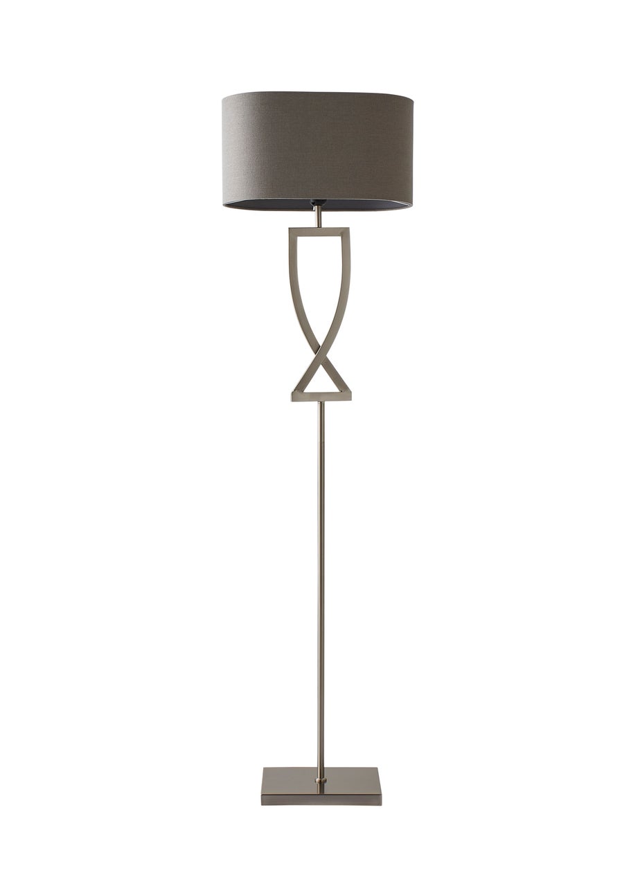 ValueLights Katniss Brushed Chrome Floor Lamp (145.5cm x 40cm x 25cm)