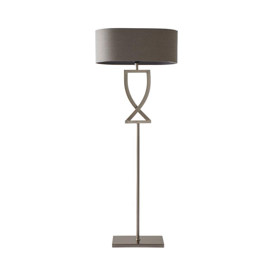 ValueLights Katniss Brushed Chrome Floor Lamp (145.5cm x 40cm x 25cm)