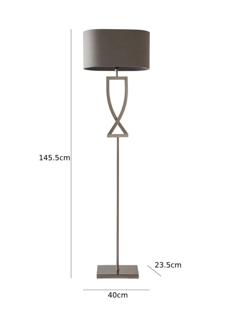 ValueLights Katniss Brushed Chrome Floor Lamp (145.5cm x 40cm x 25cm)