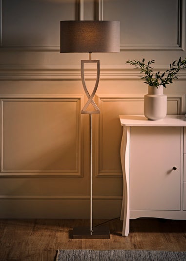 ValueLights Katniss Brushed Chrome Floor Lamp (145.5cm x 40cm x 25cm)