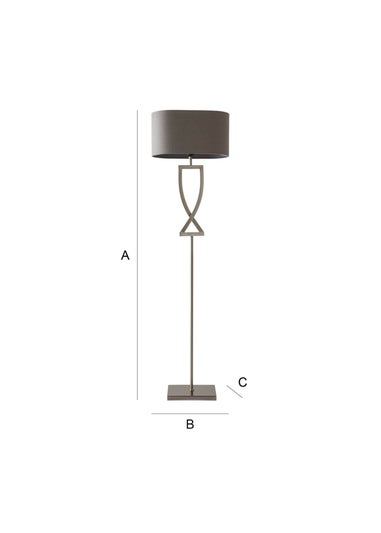 ValueLights Katniss Brushed Chrome Floor Lamp (145.5cm x 40cm x 25cm)