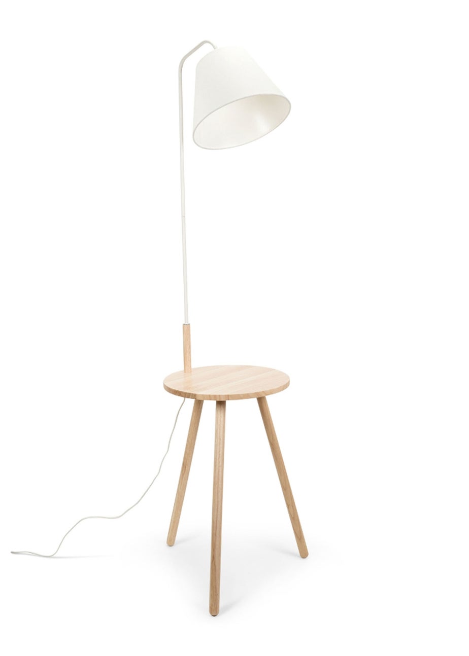 ValueLights Freja Natural Wooden Floor Lamp (161cm x 45cm x 51cm)