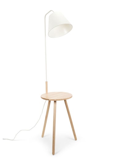 ValueLights Freja Natural Wooden Floor Lamp (161cm x 45cm x 51cm)