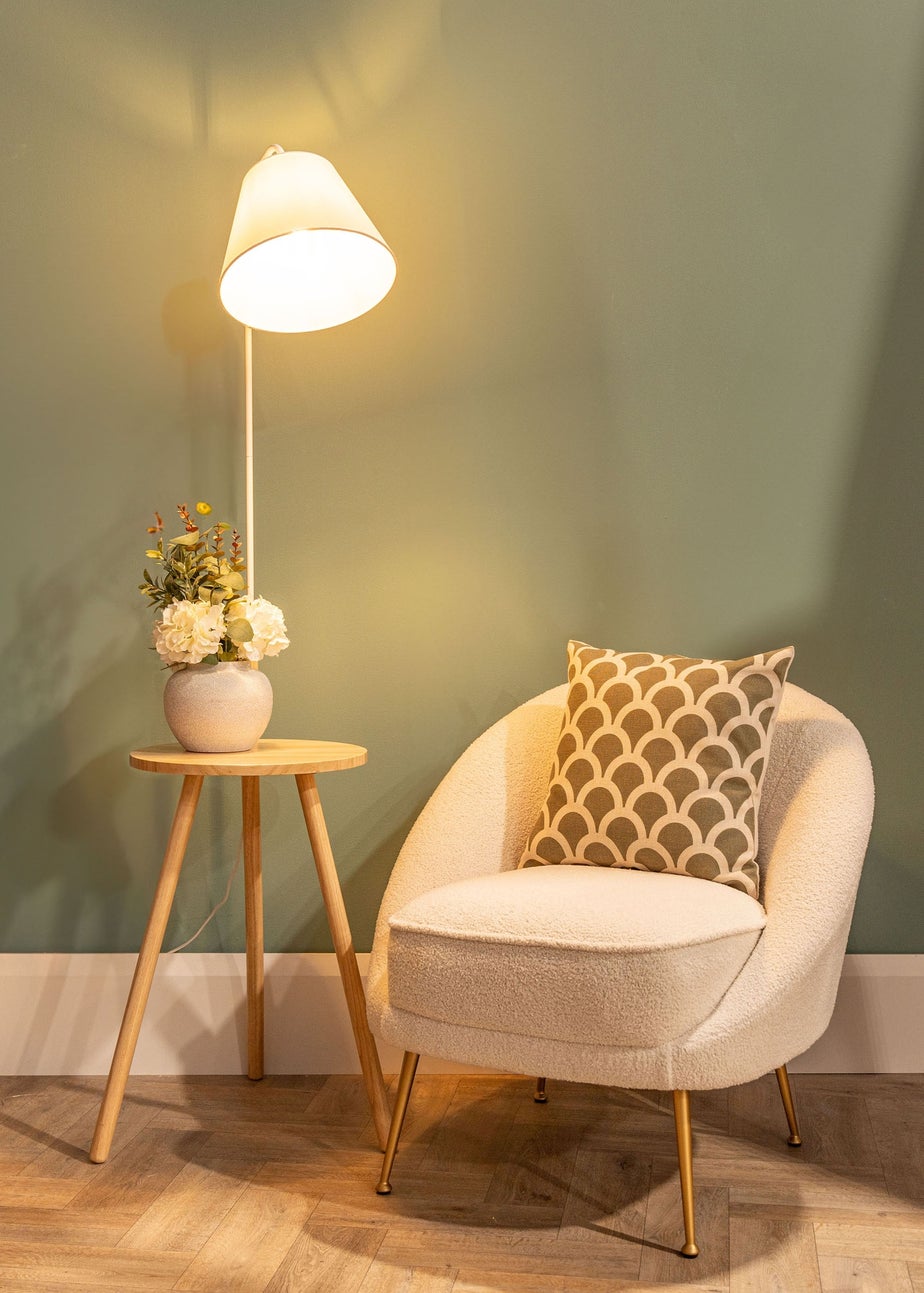 ValueLights Freja Natural Wooden Floor Lamp (161cm x 45cm x 51cm)