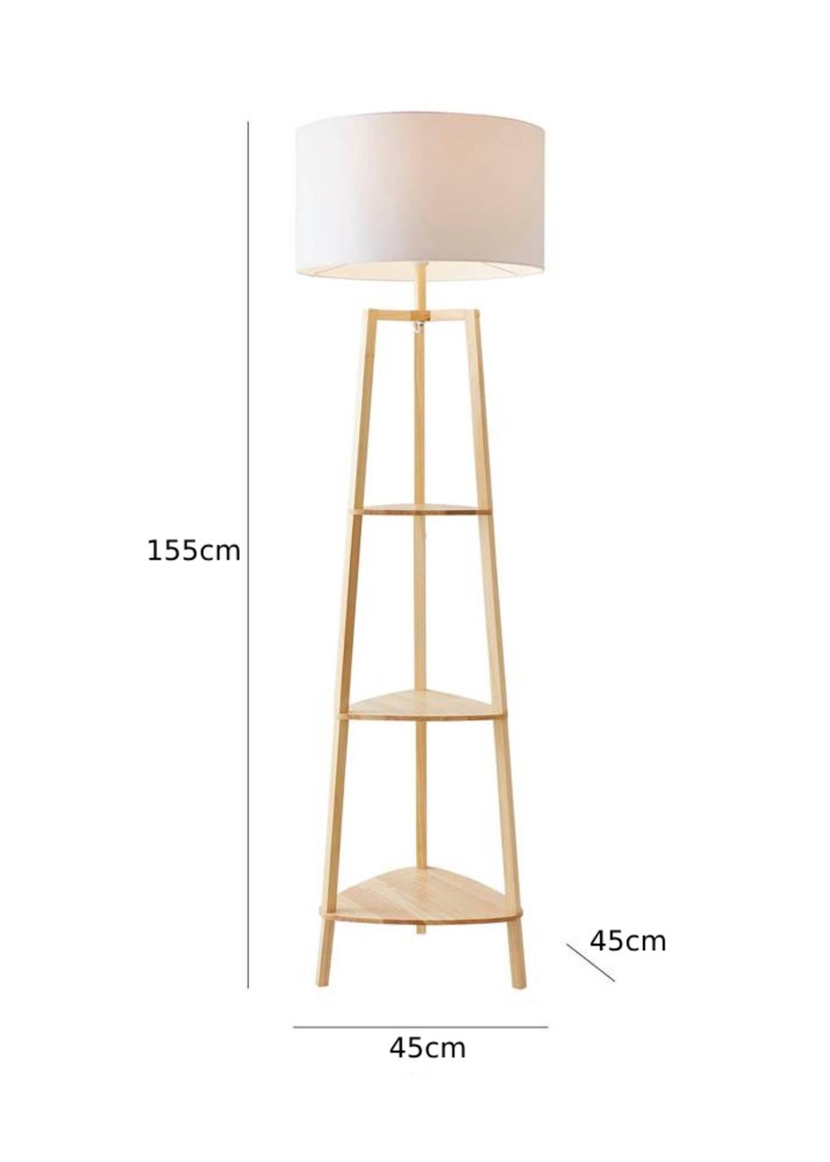 ValueLights Hiru Natural Wood 3 Tier Shelf Floor Lamp (25cm x 47cm x 47.5cm)