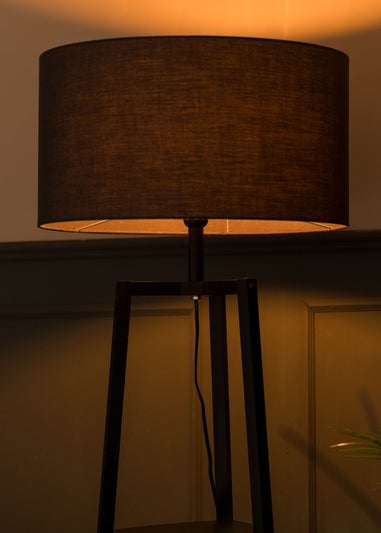 ValueLights Hiru Matte Black 3 Tier Shelf Floor Lamp Black Shade (138cm x 47.5cm x 47.5cm)