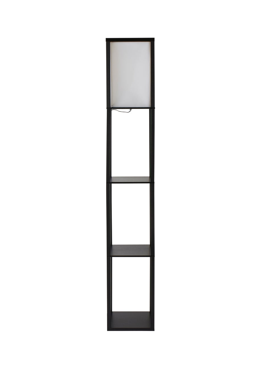 ValueLights Struttura Black Wooden Shelves Floor Lamp (159cm x 26cm x 26cm)