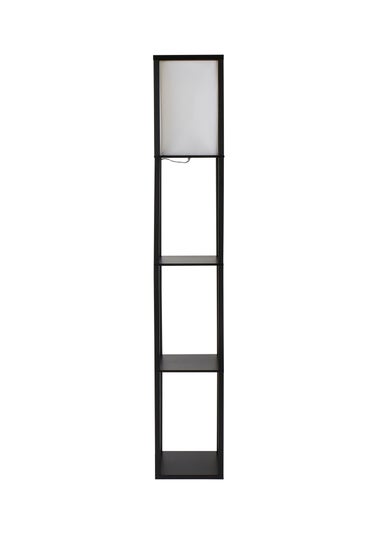 ValueLights Struttura Black Wooden Shelves Floor Lamp (159cm x 26cm x 26cm)