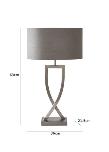 ValueLights Katniss Brushed Chrome Table Lamp (63cm x 36cm x 21.5cm)