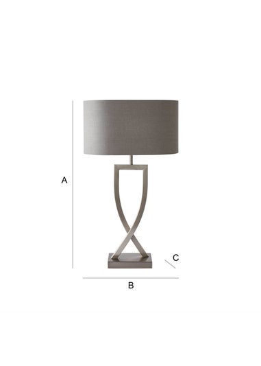 ValueLights Katniss Brushed Chrome Table Lamp (63cm x 36cm x 21.5cm)