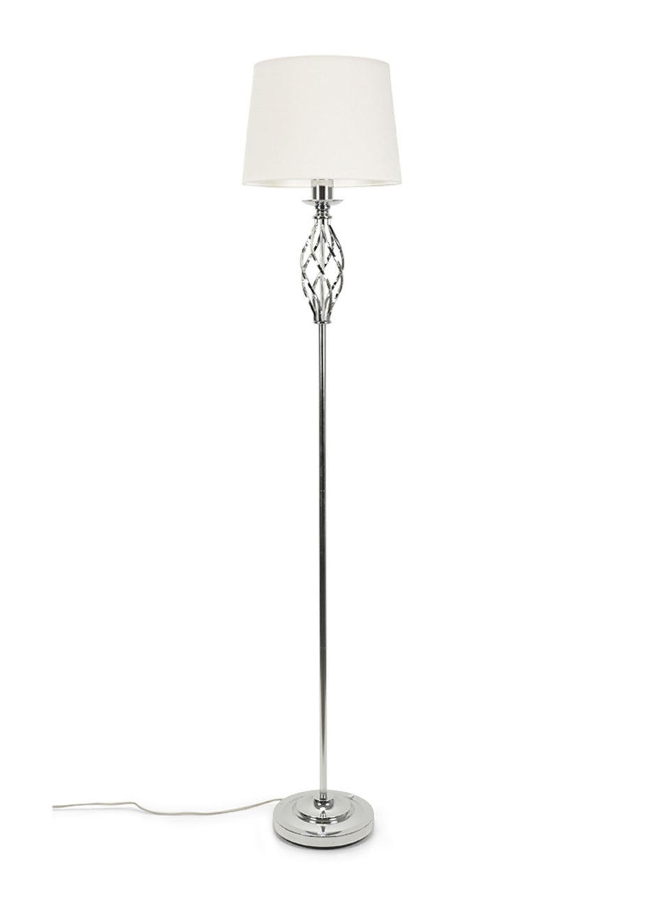 ValueLights Memphis Chrome Floor Lamp (151.5cm x 30cm x 30cm)
