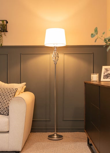 ValueLights Memphis Chrome Floor Lamp (151.5cm x 30cm x 30cm)