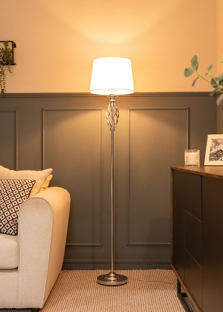 ValueLights Memphis Chrome Floor Lamp (151.5cm x 30cm x 30cm)