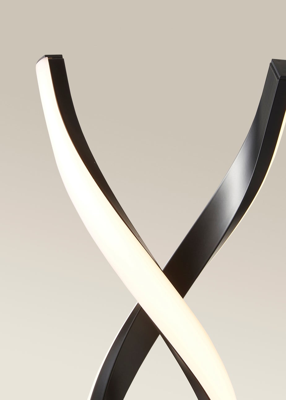 ValueLights Infinity Matt Black Double Twist Integrated LED Floor Lamp (120cm x 20cm x 20cm)