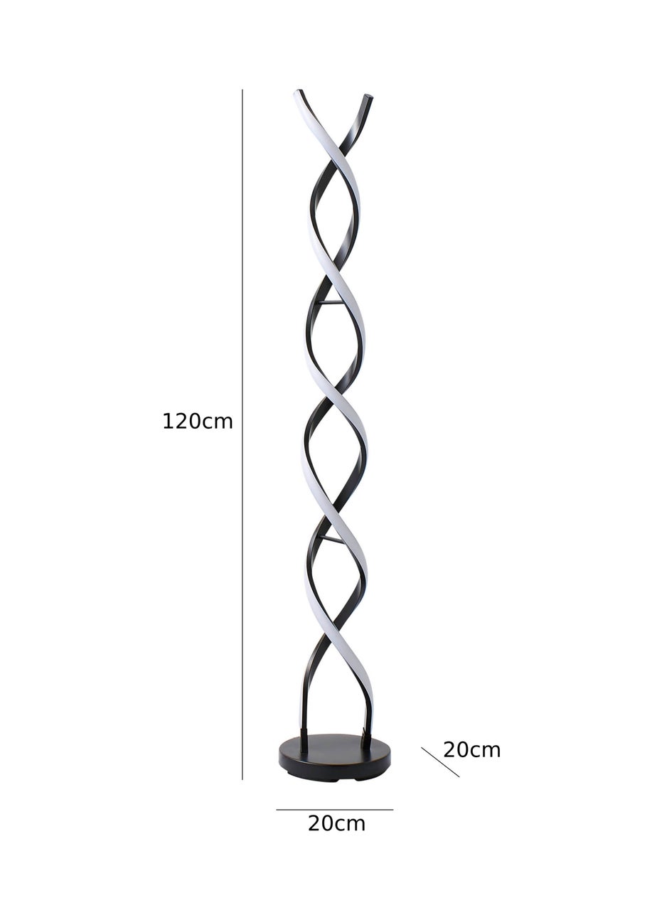 ValueLights Infinity Matt Black Double Twist Integrated LED Floor Lamp (120cm x 20cm x 20cm)