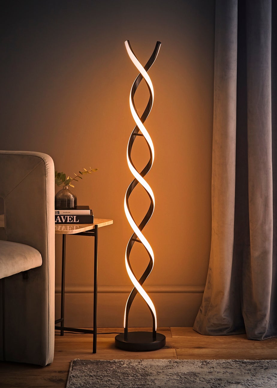 ValueLights Infinity Matt Black Double Twist Integrated LED Floor Lamp (120cm x 20cm x 20cm)