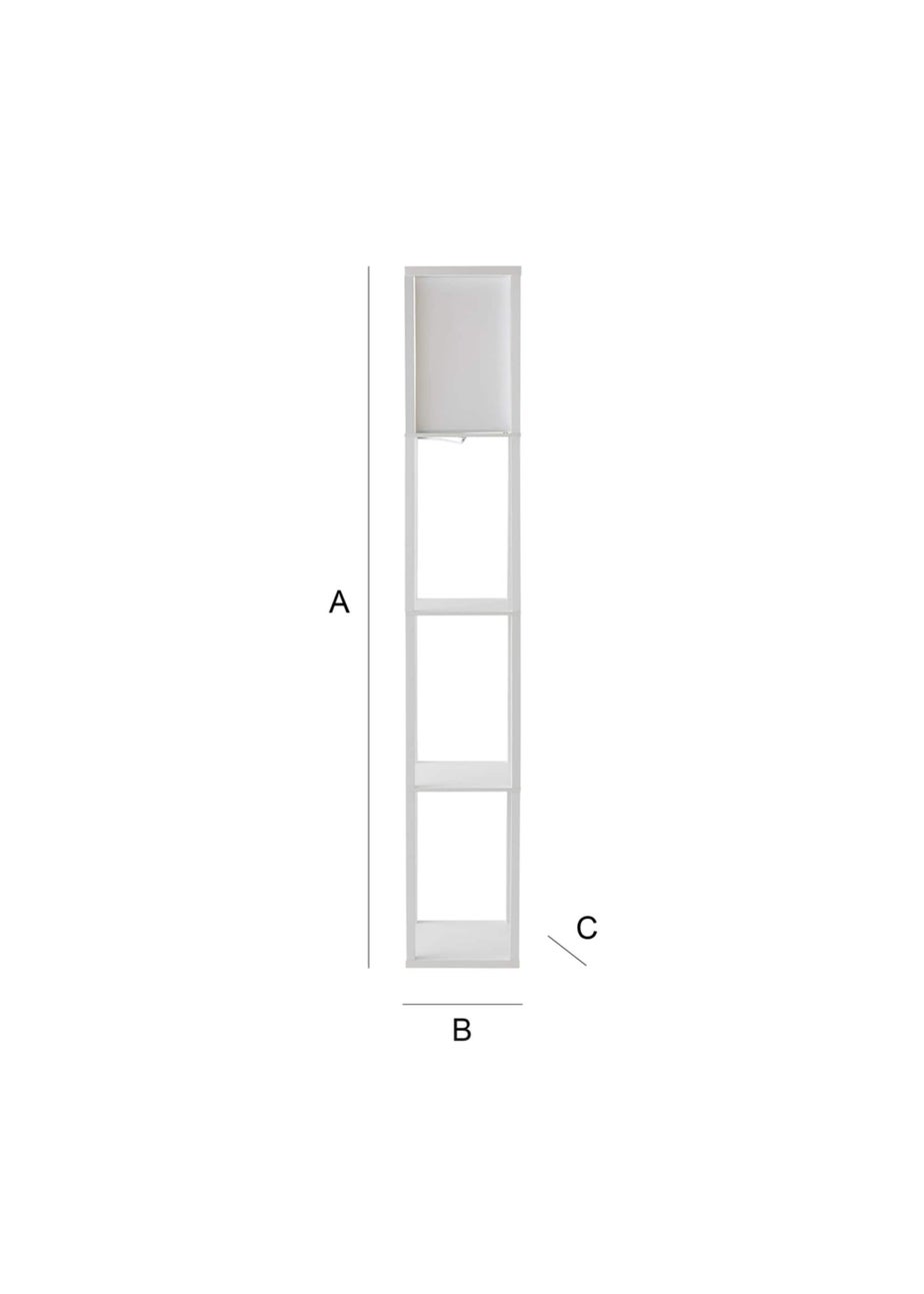 ValueLights Struttura White Wooden Shelves Floor Lamp (159cm x 26cm x 26cm)