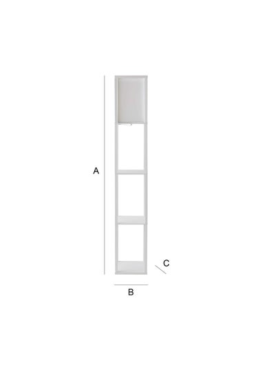ValueLights Struttura White Wooden Shelves Floor Lamp (159cm x 26cm x 26cm)