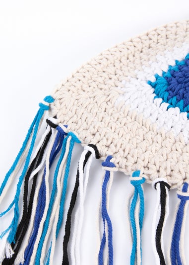 Blue Vanilla Stone Evil Eye Tassel Bag