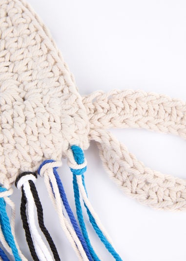 Blue Vanilla Stone Evil Eye Tassel Bag