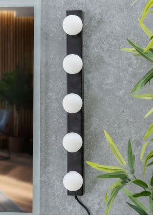 ValueLights Matt Black Hollywood Plug In Wall Light (8.5cm x 57.7cm x 6cm) - One Size