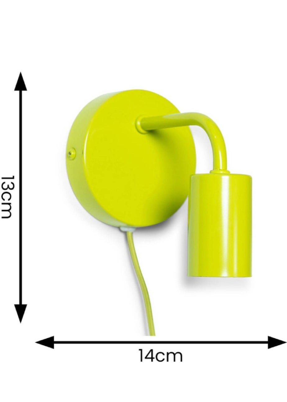 ValueLights Jordy Green Colour Pop Plug In Wall Light (13cm x 14cm x 10cm)