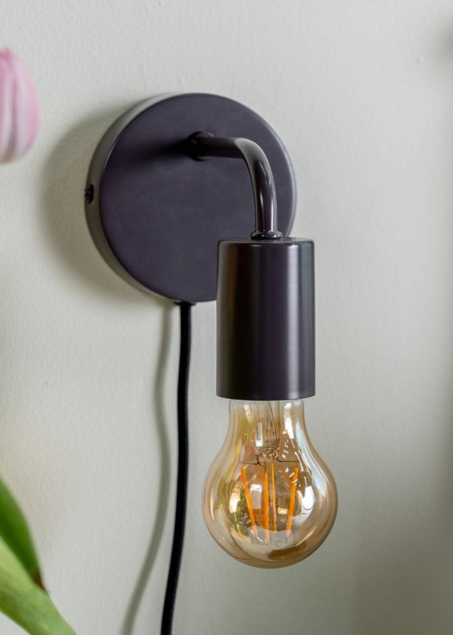 ValueLights Jordy Charcoal Colour Pop Plug In Wall Light (13cm x 14cm x 10cm)