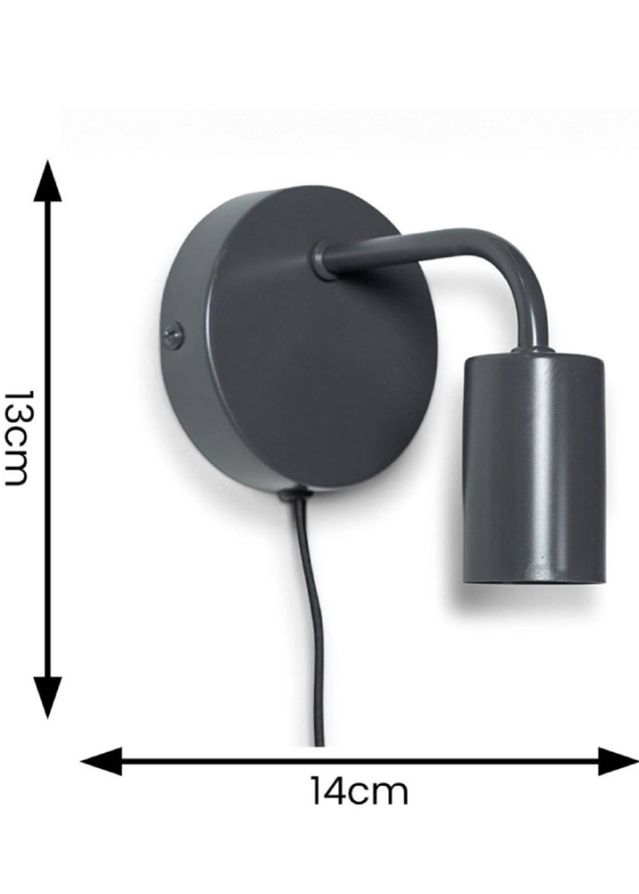 ValueLights Jordy Charcoal Colour Pop Plug In Wall Light (13cm x 14cm x 10cm)