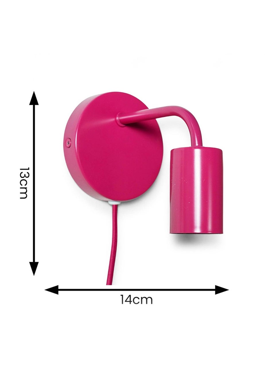 ValueLights Jordy Raspberry Colour Pop Plug In Wall Light (13cm x 14cm x 10cm)