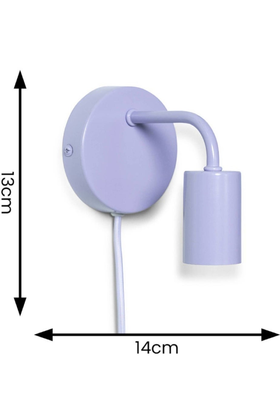 ValueLights Jordy Lilac Colour Pop Plug In Wall Light (13cm x 14cm x 10cm)
