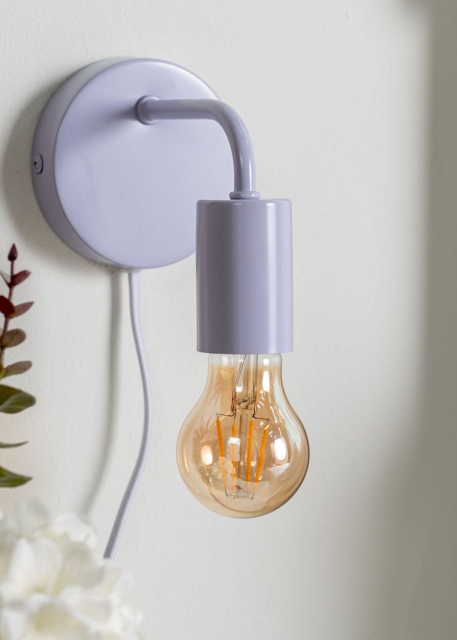 ValueLights Jordy Lilac Colour Pop Plug In Wall Light (13cm x 14cm x 10cm)