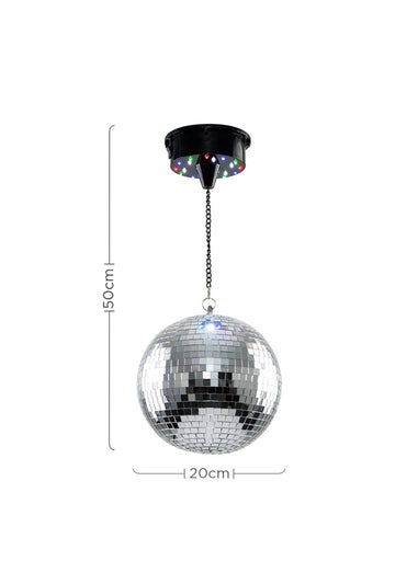 ValueLights Silver Rotating Disco Mirror Ball Ceiling Light (50cm x 20cm)
