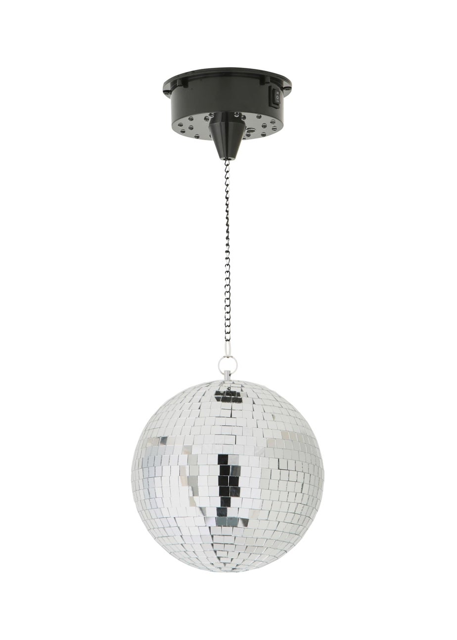 ValueLights Silver Rotating Disco Mirror Ball Ceiling Light (50cm x 20cm)